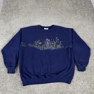 Vintage Northern Reflections Sweatshirt Mens M Blue Scarecrow Farm Crewneck 90s